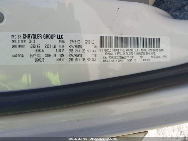 2011 DODGE GRAND CARAVAN MAINSTREET VIN: 2D4RN3DG7BR683277