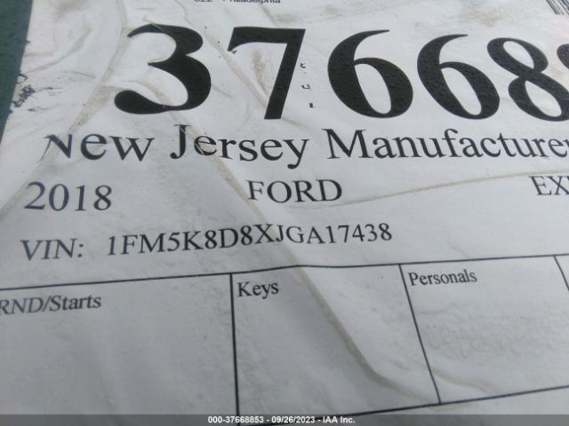 1FM5K8D8XJGA17438 Ford EXPLORER XLT