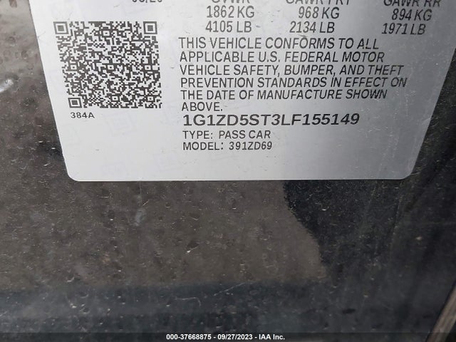 Chevrolet MALIBU LT 2020 1G1ZD5ST3LF155149 Image 9