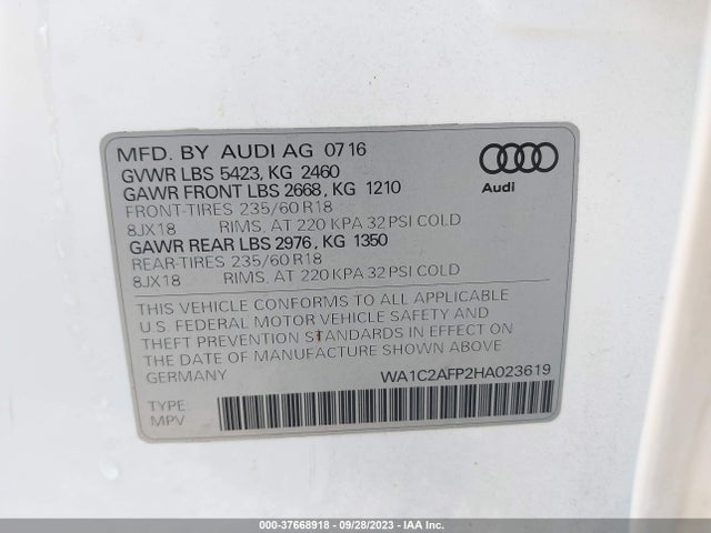 Audi Q5 PREMIUM 2017 WA1C2AFP2HA023619 Image 9