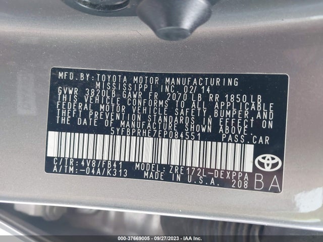 Toyota Corolla Le Eco 2014 5YFBPRHE7EP084551 Image 9