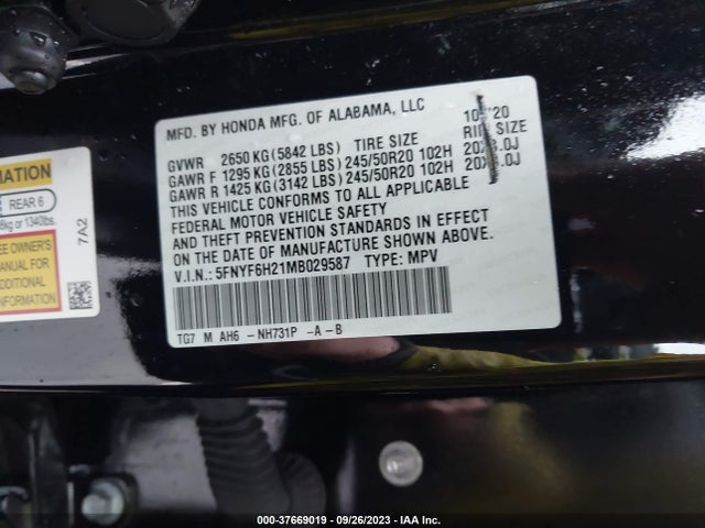 Honda Pilot Awd Special Edition 2021 5FNYF6H21MB029587 Image 9