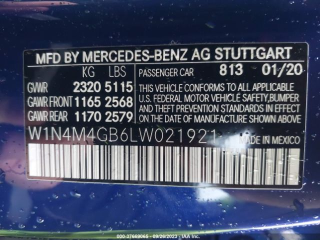 W1N4M4GB6LW021921 Mercedes-Benz Glb Glb 250