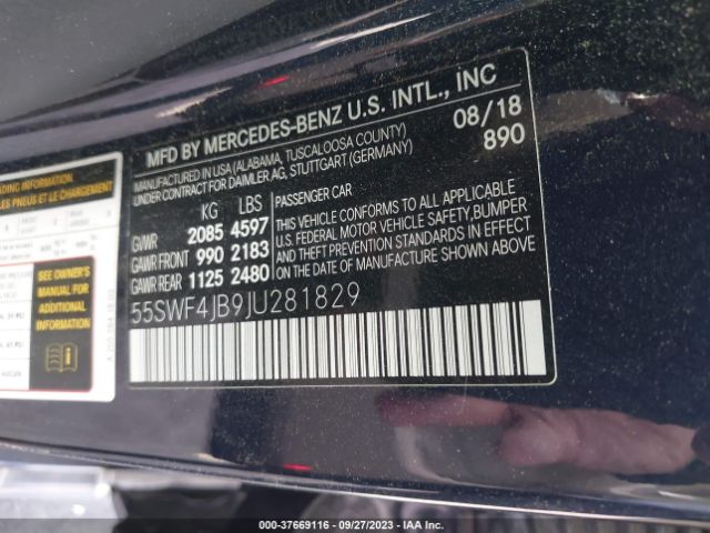 55SWF4JB9JU281829 Mercedes-Benz C-class C 300