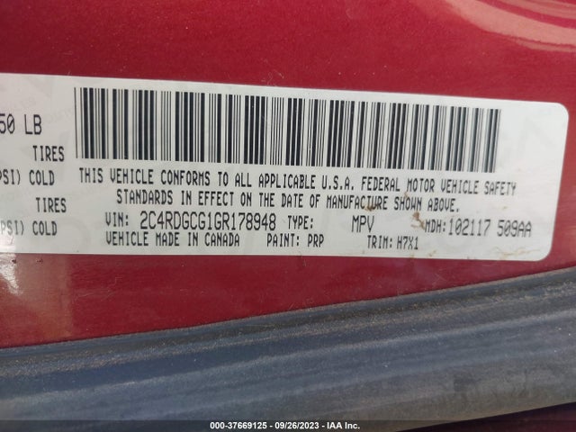 Dodge Grand Caravan Sxt 2016 2C4RDGCG1GR178948 Image 9
