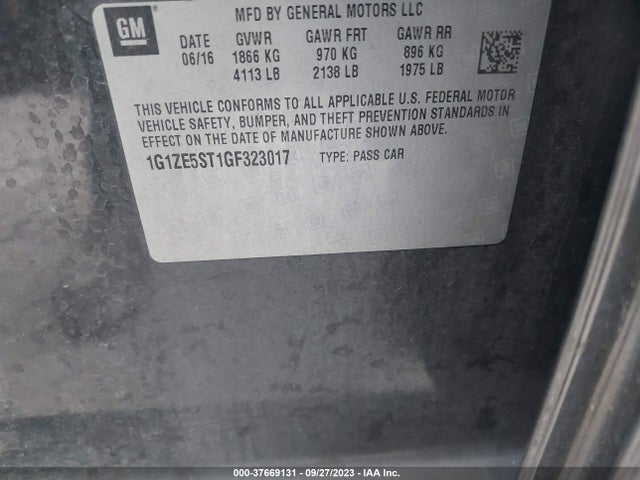 Chevrolet MALIBU LT 2016 1G1ZE5ST1GF323017 Image 9