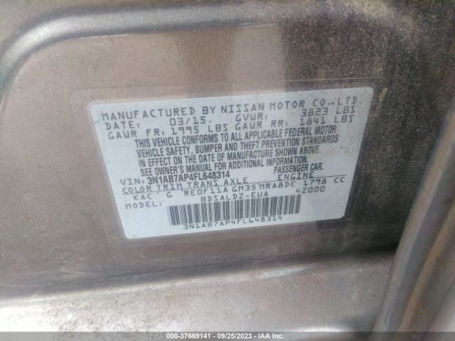 3N1AB7AP4FL648314 Nissan Sentra Sr/sl/s/sv/fe+ S