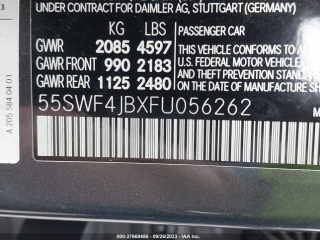 55SWF4JBXFU056262 Mercedes-Benz C 300 Sport/luxury/
