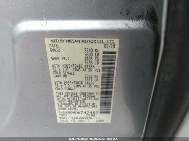 1N6AD0EV0JN747497 Nissan Frontier Pro-4x