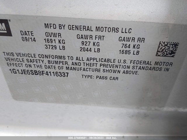 Chevrolet SONIC LTZ 2015 1G1JE6SB8F4116337 Image 9