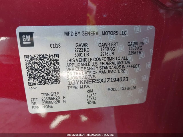 1GYKNERSXJZ194023 Cadillac Xt5 Premium Luxury Fwd
