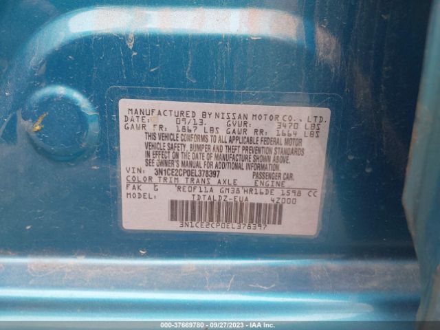 3N1CE2CP0EL378397 Nissan Versa Note Sv