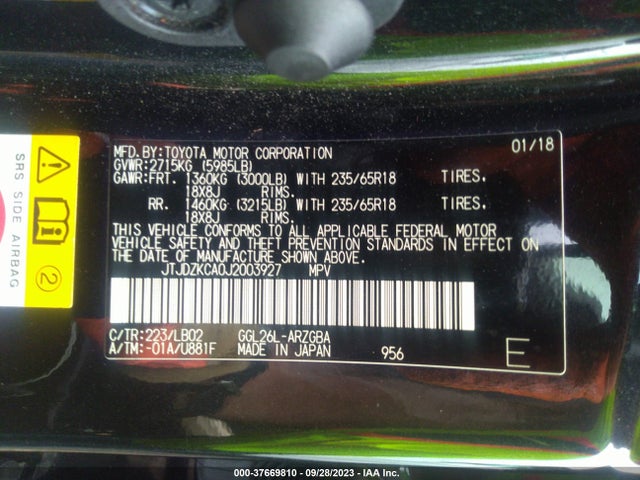 JTJDZKCA0J2003927 Lexus Rx Rx 350l