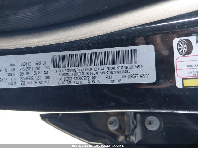 1C6RRFFG4KN675352 RAM 1500 Big Horn/lone Star