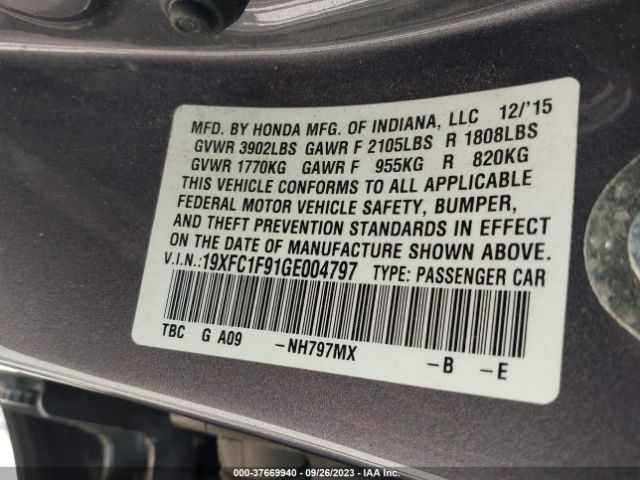19XFC1F91GE004797 Honda Civic Sedan Touring