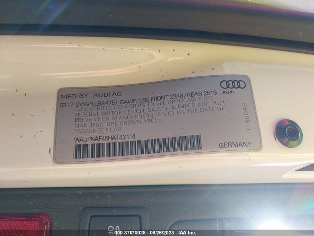 WAUPNAF46HA142114 Audi A4 Premium Plus