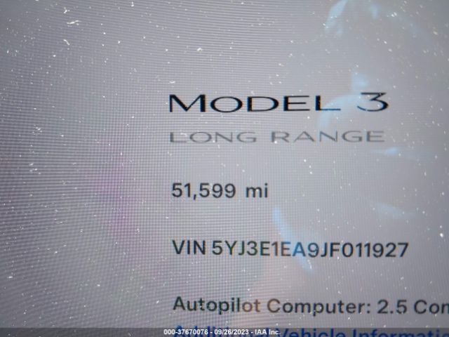 5YJ3E1EA9JF011927 Tesla Model 3 Range Battery