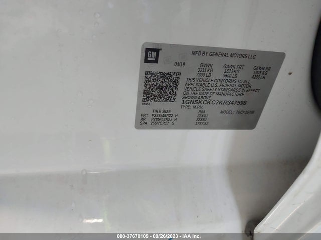 Chevrolet Tahoe Premier 2019 1GNSKCKC7KR347598 Image 9