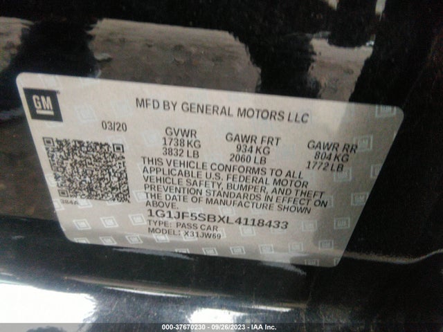 Chevrolet Sonic Premier 2020 1G1JF5SBXL4118433 Image 9