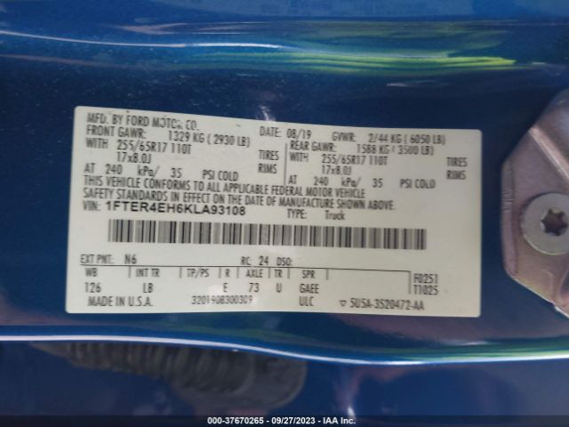 1FTER4EH6KLA93108 Ford Ranger Xl/xlt/lariat