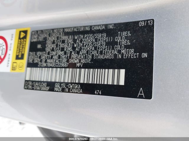 Lexus RX 350 2014 2T2BK1BA0EC229687 Image 9