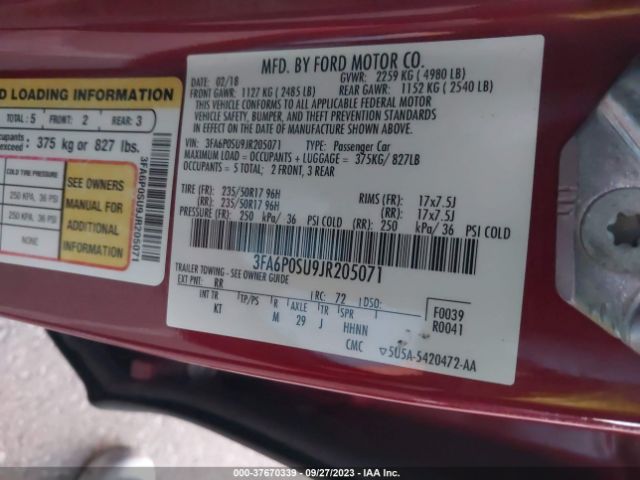 3FA6P0SU9JR205071 Ford Fusion Energi Titanium