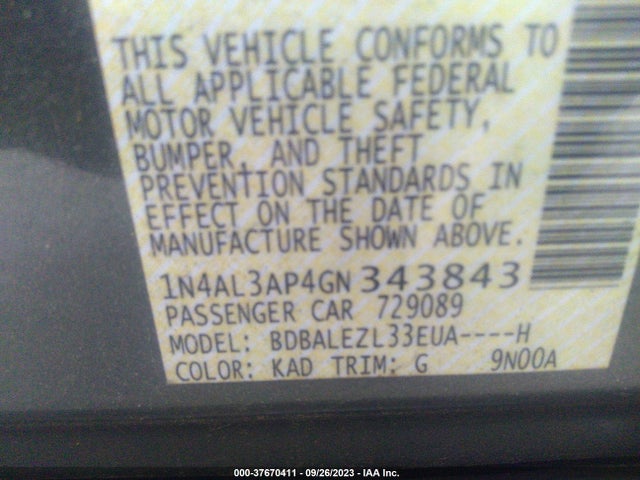 Nissan Altima 2.5 S 2016 1N4AL3AP4GN343843 Image 9