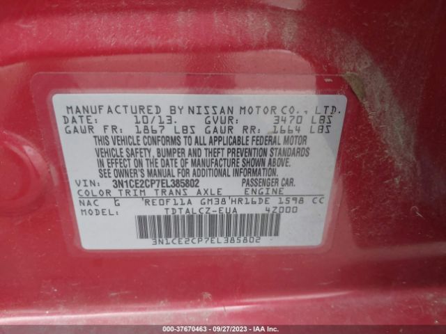 3N1CE2CP7EL385802 Nissan Versa Note S Plus