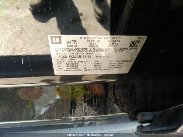 1GKS1FKC3GR134138 GMC Yukon Xl Sle