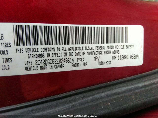 2C4RDGCG2ER240614 Dodge Grand Caravan Sxt