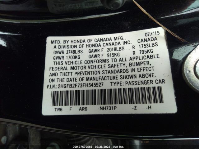 2HGFB2F73FH545927 Honda Civic Sedan Se