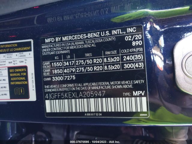 4JGFF5KEXLA205947 Mercedes-Benz Gls Gls 450