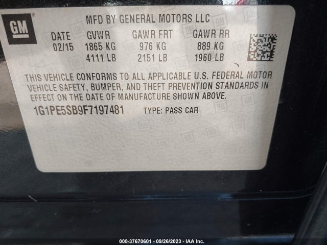 Chevrolet Cruze 2lt Auto 2015 1G1PE5SB9F7197481 Image 9