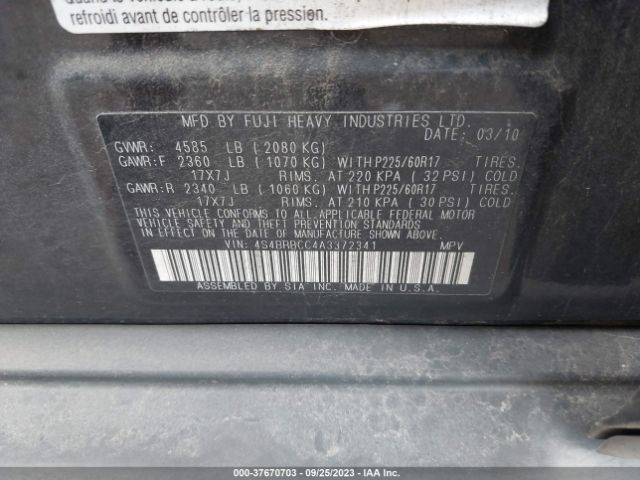 2010 SUBARU OUTBACK 4S4BRBCC4A3372341 Photo 8