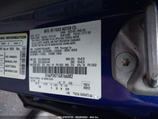 3FA6P0H71GR166082 Ford FUSION SE