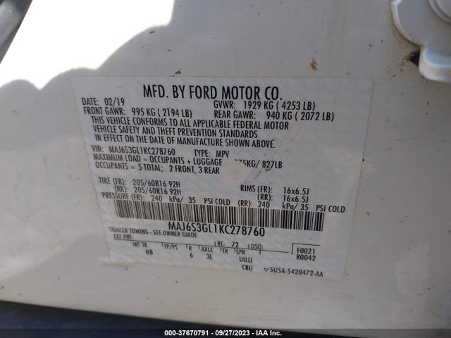Ford Ecosport Se 2019 MAJ6S3GL1KC278760 Image 9