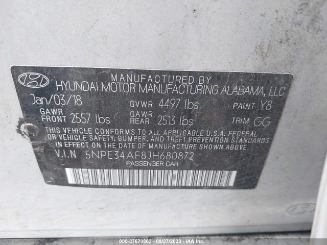 Hyundai SONATA SEL 2018 5NPE34AF8JH680872 Image 9
