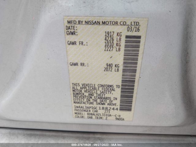 1N4AL3AP1GC188244 Nissan Altima 2.5 Sr