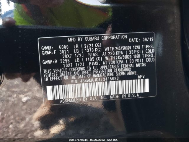 4S4WMAJD4L3415682 Subaru Ascent Limited