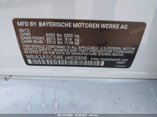 BMW 3 Series 328i 2014 WBA3A5C58EJ463906 Image 9