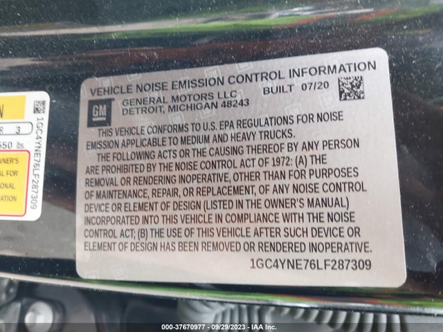 Chevrolet SILVERADO 2500 CREW CAB 2020 1GC4YNE76LF287309 Image 9