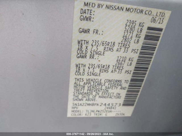5N1AZ2MH8FN244573 Nissan MURANO S
