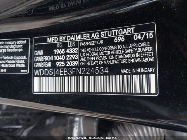 WDDSJ4EB3FN224534 Mercedes-Benz Cla-class Cla 250