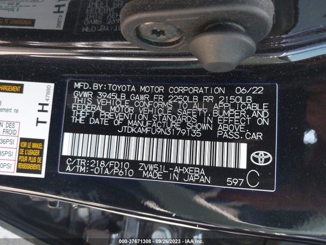 Toyota Prius L 2022 JTDKAMFU9N3179135 Image 9
