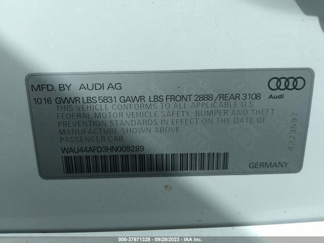 WAU44AFD3HN009289 Audi A8 L