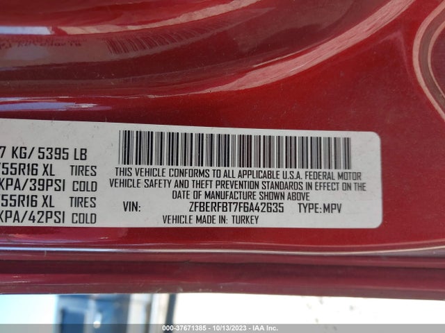 ZFBERFBT7F6A42635 RAM Promaster City Cargo Van Tradesman Slt