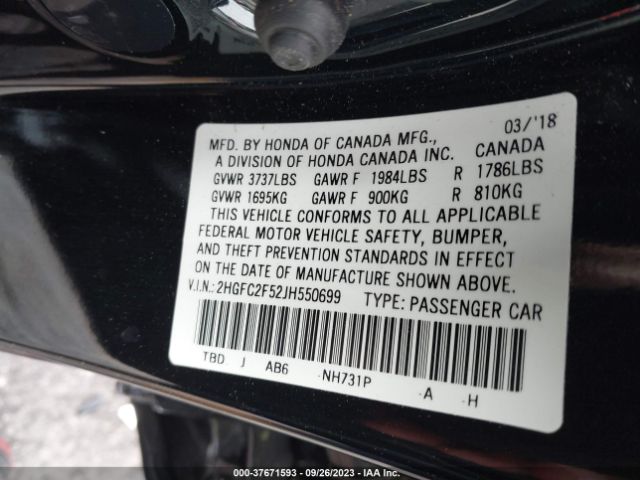 2HGFC2F52JH550699 Honda Civic Sedan Lx