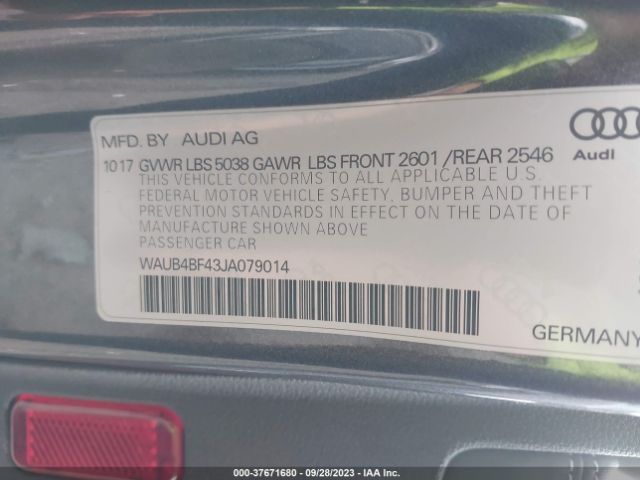 WAUB4BF43JA079014 Audi S4 Premium Plus