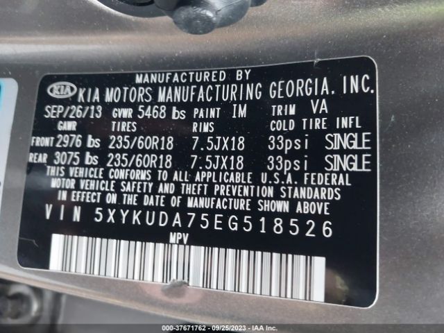5XYKUDA75EG518526 KIA SORENTO EX