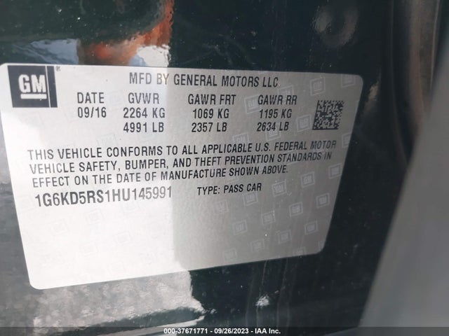 1G6KD5RS1HU145991 Cadillac Ct6 Sedan Luxury Awd